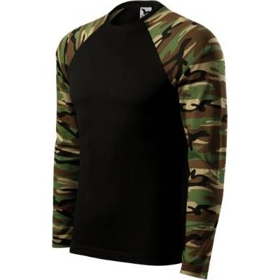 166 Camouflage LS Triko unisex camouflage brown XS
