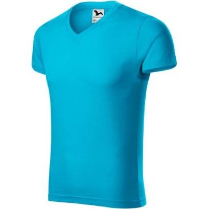 146 Slim Fit V-neck Tričko pánské tyrkysová S