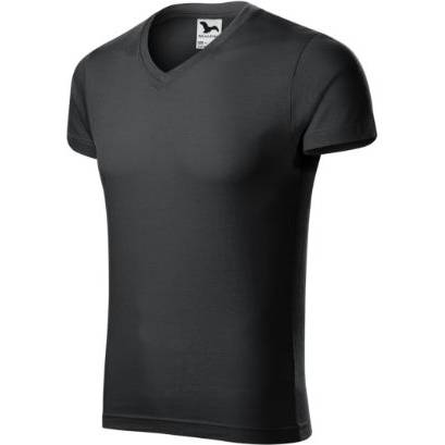 146 Slim Fit V-neck Tričko pánské ebony gray S